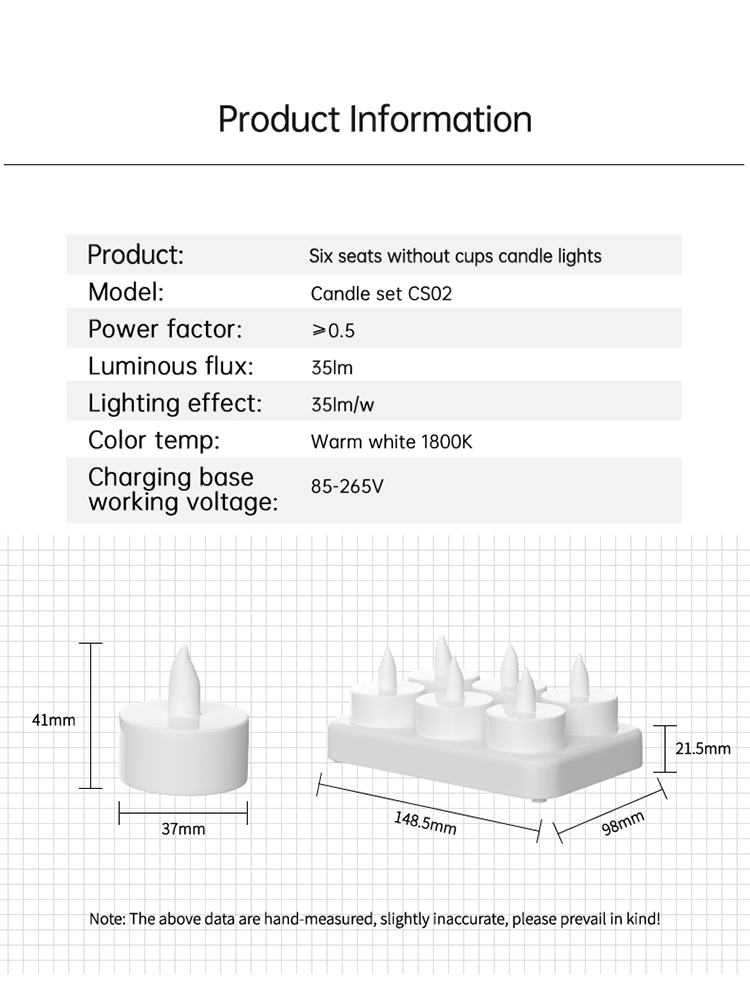 six lampes à bougies